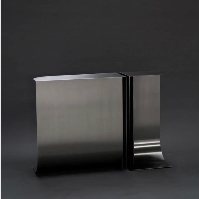 Hadge Console Tables 2pcs: 48”w x 12.5”d x 33.5”h Finish: Brushed Stainless Steel