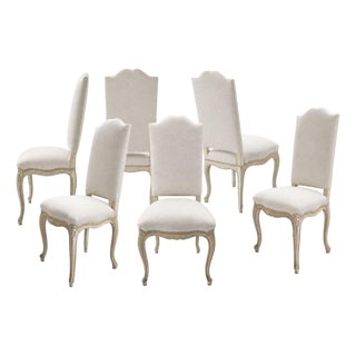 19th Century Set of Six Louis XV Style Upholstered Dining Chairs For Sale