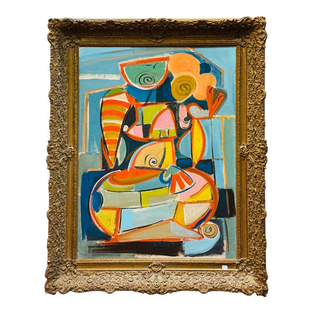 Lucia Lopez Figurative Cubist Painting For Sale