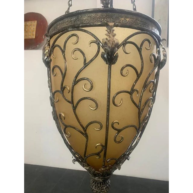 Brown Golden Iron and Glass Lanterns, 1970s For Sale - Image 8 of 12