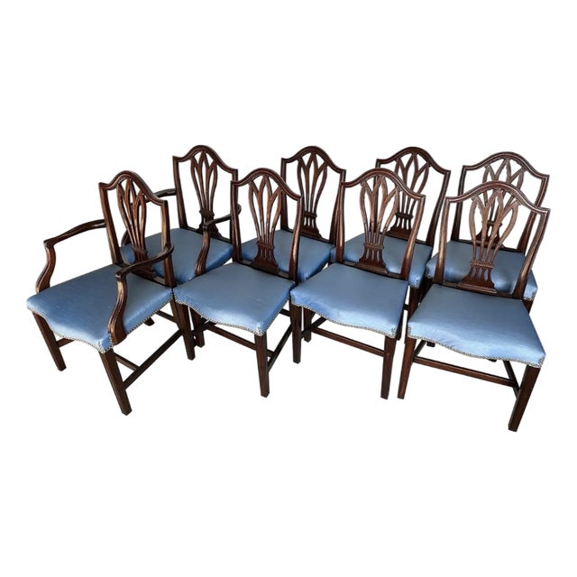 Great Set of 6 19th Century Federal Style Shield Back Mahogany Dining Chairs For Sale