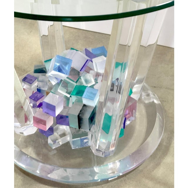 Will Grant Post-Modern Lucite Table with Stacked Color Cubes & Beveled Glass For Sale - Image 9 of 13