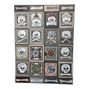 Large Original Painting of Skull Motif Italian Door