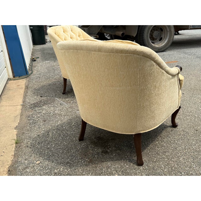 Cream Vintage Pair of Henredon Low Back Club Chairs For Sale - Image 8 of 12