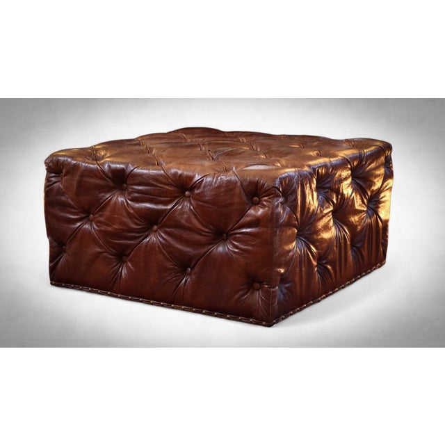 Sqaure Lord Digsby Ottoman in Tan Leather from Timothy Oulton, 2010s For Sale - Image 15 of 15