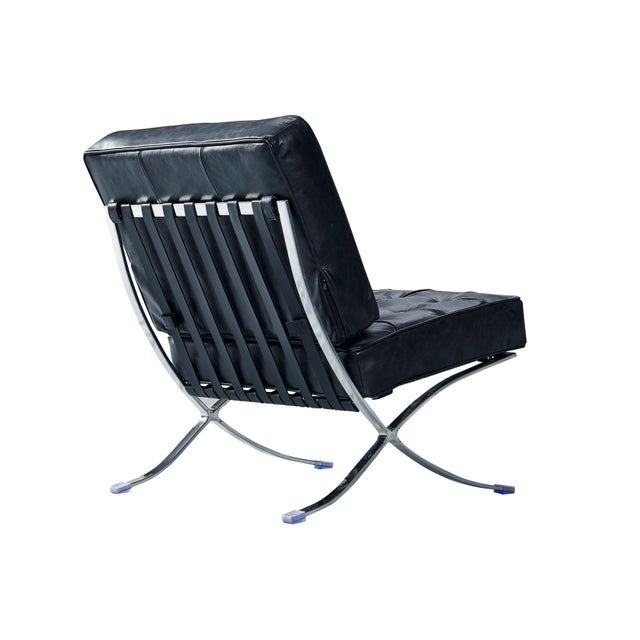 2020s Francisco Modern Curule Style Chair and Ottoman Set - Brown Leather For Sale - Image 5 of 12