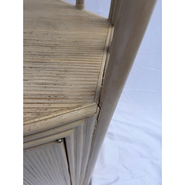 Wood Vintage Mid-Century Pencil Reed & Rattan Corner Entertainment Cabinet / Hutch For Sale - Image 7 of 8