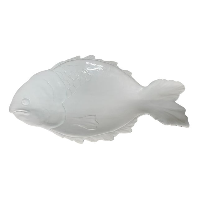 Large Glazed Ceramic Fish-Shaped Plate from G&B Vogue, Italy, 1970s For Sale