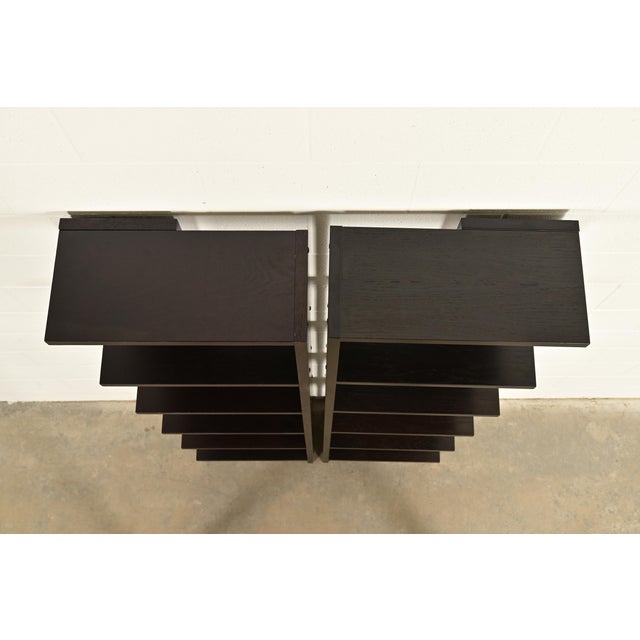 Brown Modern Art Deco Dark Oak Modular Étagères or Bookcases, Pair For Sale - Image 8 of 11
