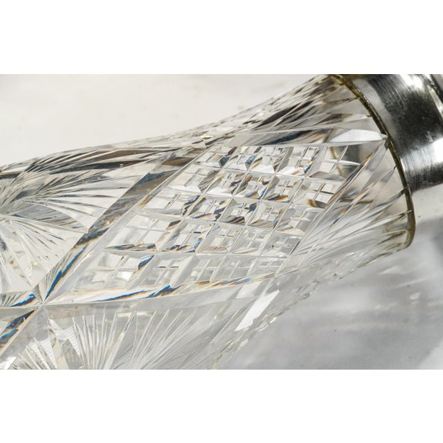 Elegant Heavy Large Hand Cut Crystal German 800 Silver Luxury Flower Vase Home Decor For Sale - Image 13 of 18