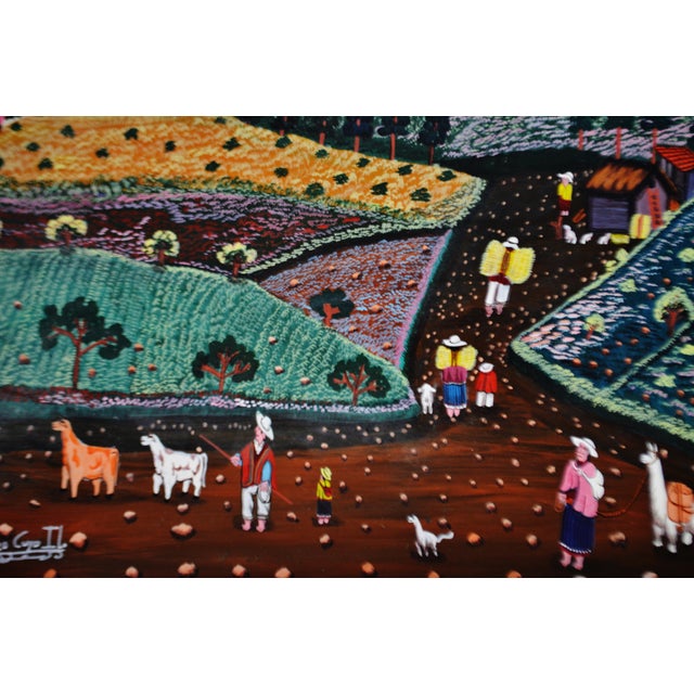 Vintage Framed Folk Art Painting on Vellum Artist Signed Chairish