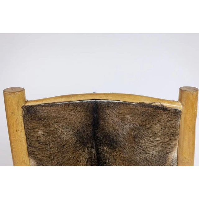 Brutalist Style Armchair in Elm and Goatskin, 1970s For Sale - Image 12 of 13