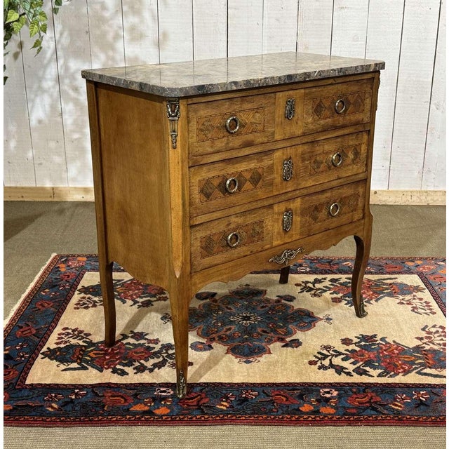 Transitional Mahogany Commode with Marble Top, 1950s For Sale - Image 10 of 18