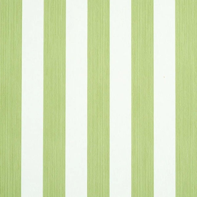 Schumacher Sample - Schumacher Edwin Stripe Medium Wallpaper in Leaf For Sale - Image 4 of 4