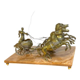 Monumental Grand Tour Imperial Roman Triumphator Driving a Four-Horse Quadriga For Sale