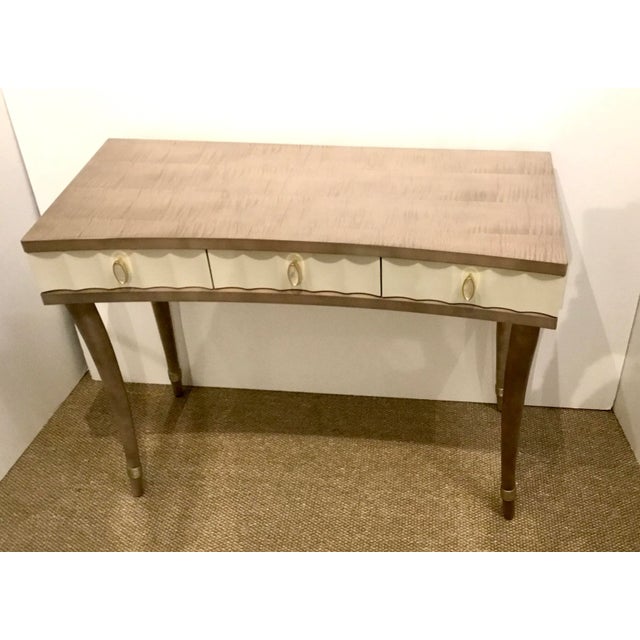 Modern Caracole Modern Taupe and Ivory Wood Vanity Desk For Sale - Image 3 of 7
