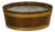 English 1870s Oval Oak Planter or Wine Cooler with Brass Braces and Liner For Sale