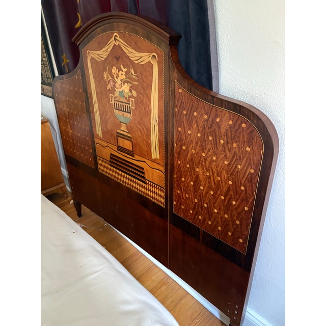 1920s Art Deco Marquetry Queen Sized Headboard For Sale - Image 4 of 7