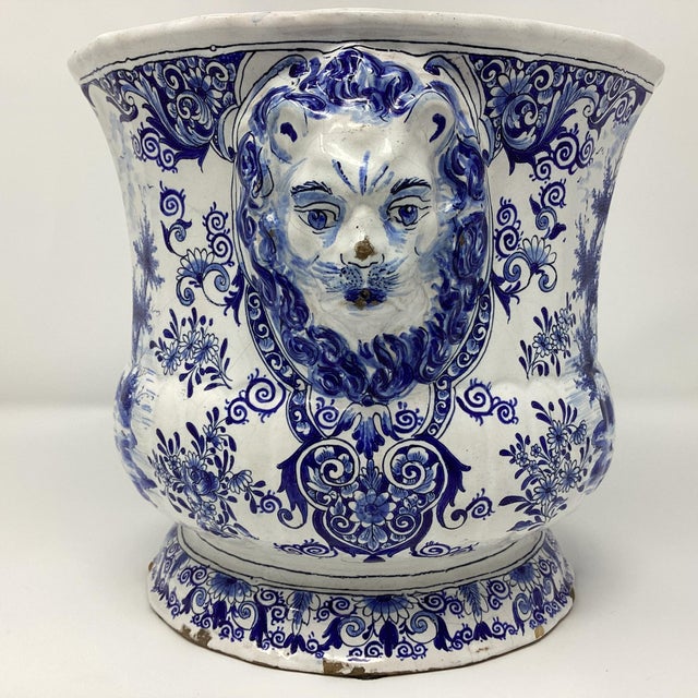 Traditional Antique Delft Faience Cache Pot For Sale - Image 3 of 6