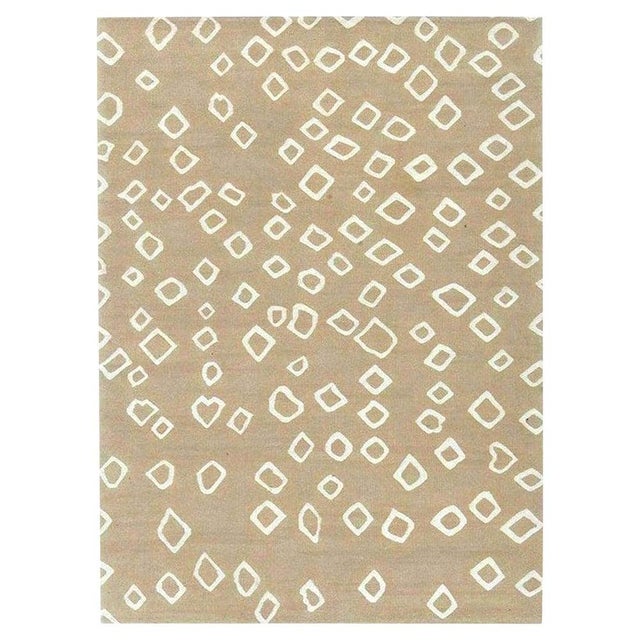 Contemporary Beige and White Flat-Weave Wool Rug by Doris Leslie Blau For Sale