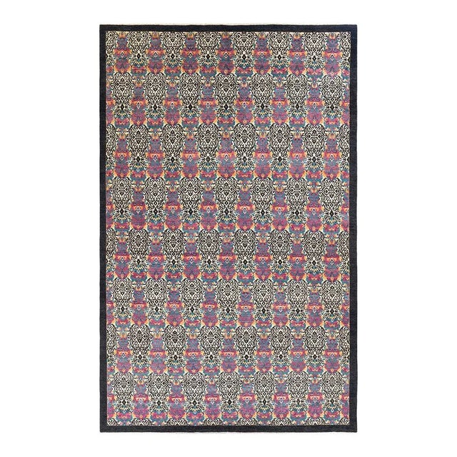 Suzani Collection Hand-Knotted Area Rug - Black 10' 0" x 15' 10" For Sale - Image 4 of 4