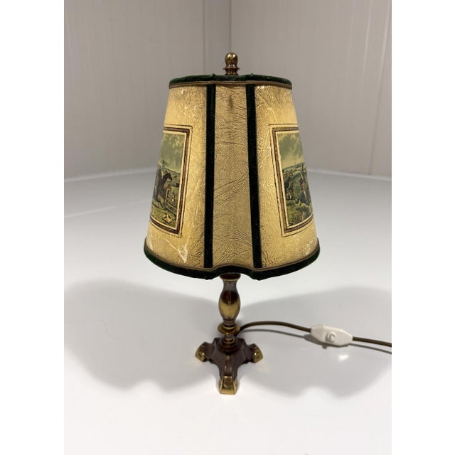 1950s Vintage Hunting Scene Table Lamp in Brass, 1950s For Sale - Image 5 of 18
