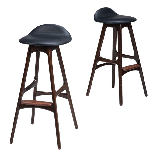 OD61 Bar Stools by Erik Buch for Oddense Mobler, Denmark, 1965, Set of 2 For Sale