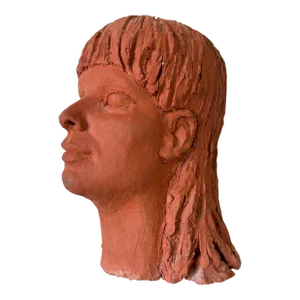 Vintage Terracotta Sculpture Bust of a Young Girl
