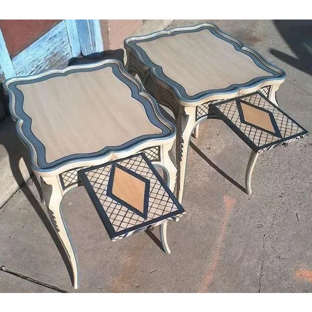 Tea Tables With French Style Paint Cabriole Legs and Candle Slides - a Pair For Sale - Image 6 of 11