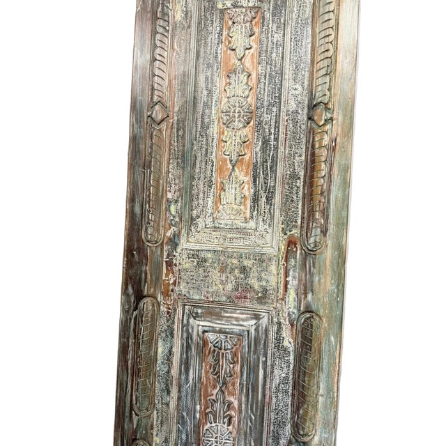 Vintage Hand-Carved Solid Wood Barn Door – Rustic Single Sliding Door Panel 96x30 For Sale - Image 4 of 6