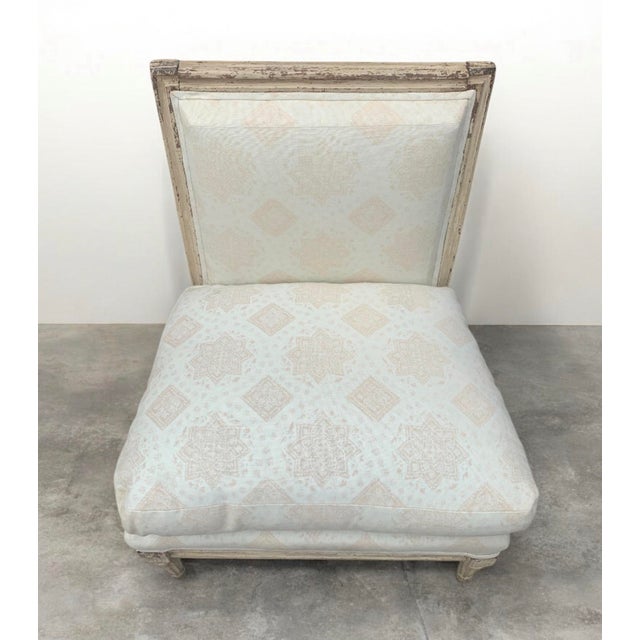 Antique Chauffeuse Chair With Down Cushion For Sale In New York - Image 6 of 6