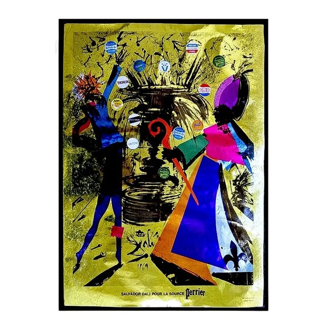 Salvador Dali, Perrier Water Vintage Advertising Poster, 1969, Lithograph For Sale