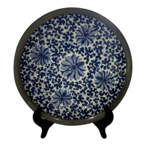 Japanese Porcelain Ware Blue Encased in Pewter
