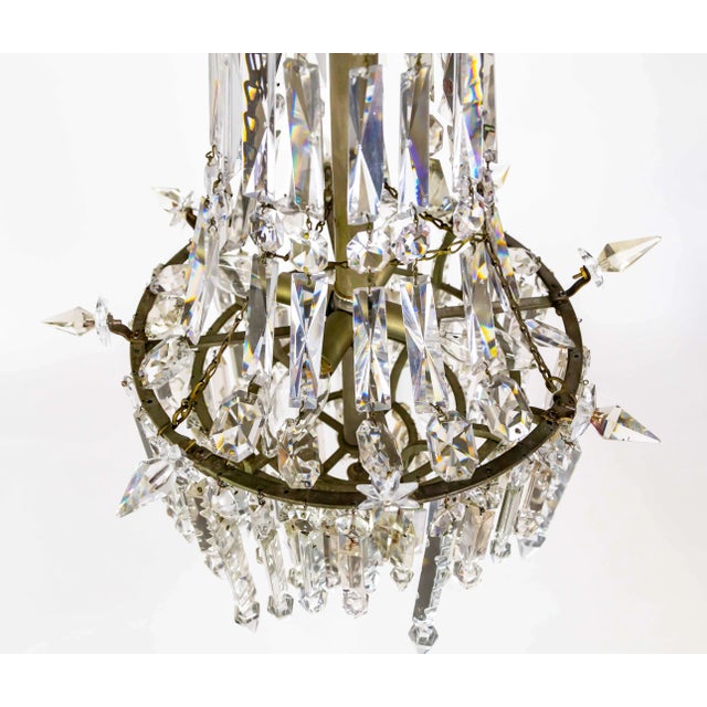 Early 20th Century Cut Crystal Spear Empire Chandelier For Sale - Image 9 of 12