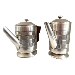 Tea and Coffee Service in Silver-Plated Metal from A.S., 1930s, Set of 2 For Sale