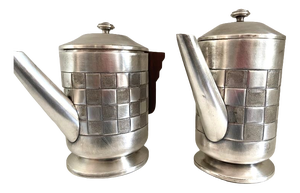 Tea and Coffee Service in Silver-Plated Metal from A.S., 1930s, Set of 2