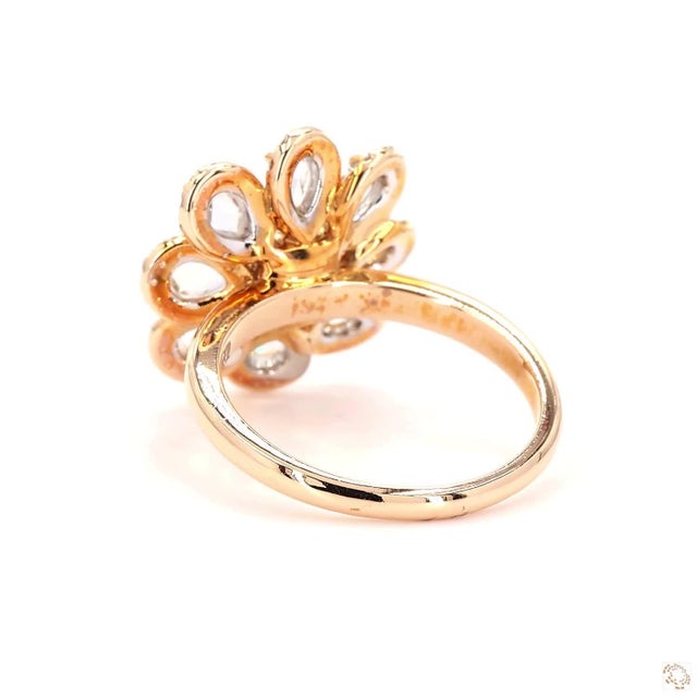 Early 21st Century 0.71 Carat Rose Cut White Diamond Brown Diamond Gold Ring, Size 6.5 For Sale - Image 5 of 9