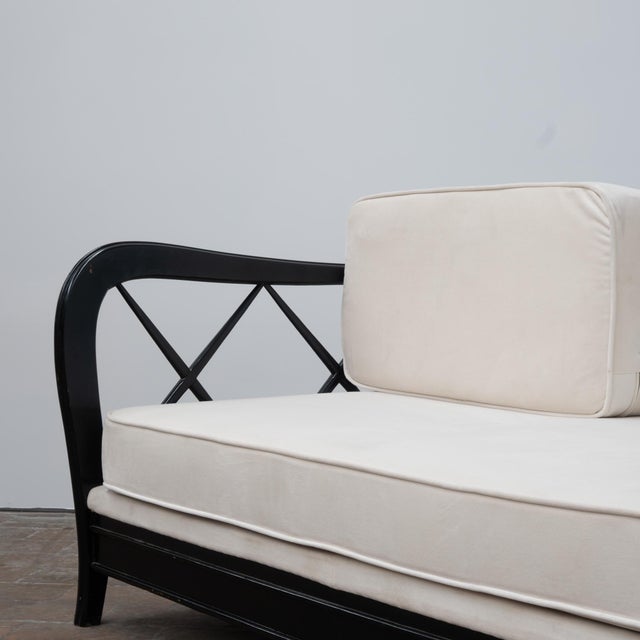 Modular Sofa in Velvet and Wood by Paolo Buffa, 1950s For Sale - Image 4 of 10