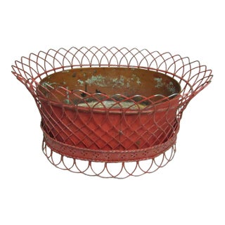 French Wirework Tole Painted Planter For Sale