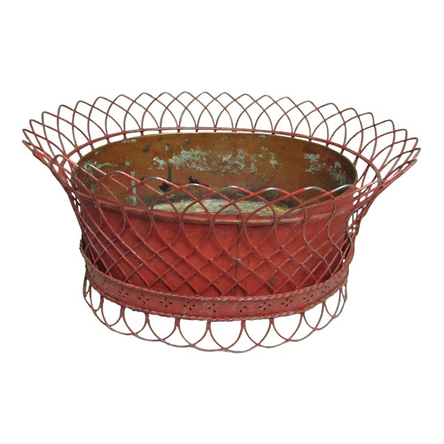 French Wirework Tole Painted Planter For Sale