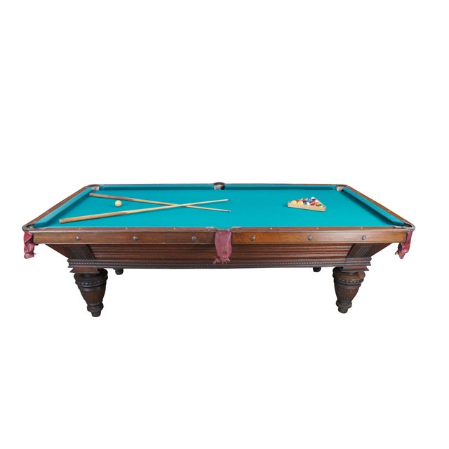 Antique Brunswick Balke Collender Improved Union League Pool Table, Circa Late 1894s to early 1900s, #34026. The Improved...