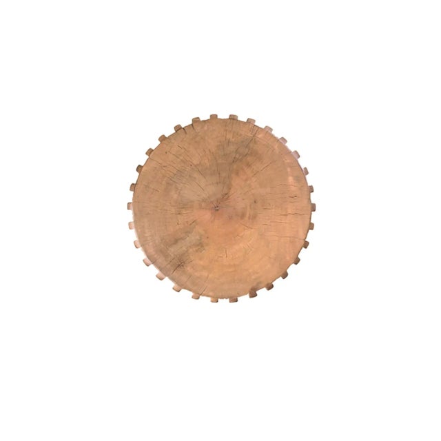 Sculptural Side Table, Solid Mango Wood, Carved Ribbed Detailing & Burnt Finish For Sale - Image 4 of 4