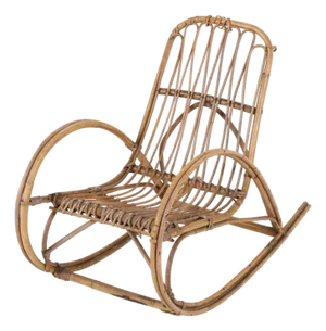 Mid 20th Century Danish Child's Bamboo & Rattan Rocking Chair