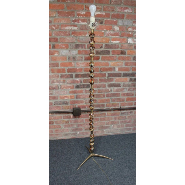 Mid-Century Modern Italian Modernist Ceramic Floor Lamp With Brass Tripod Base For Sale - Image 3 of 13