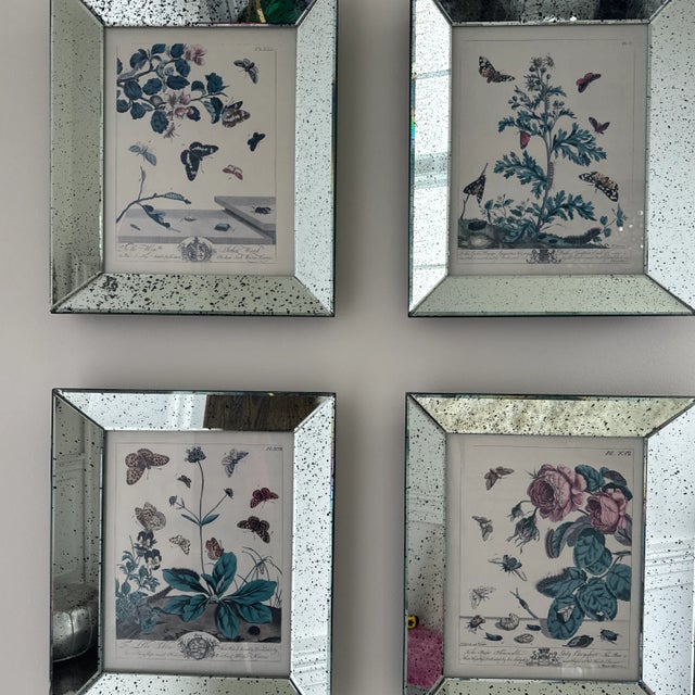 Glass 2000s Floral Mirrored Frames- Set of 4 For Sale - Image 7 of 7