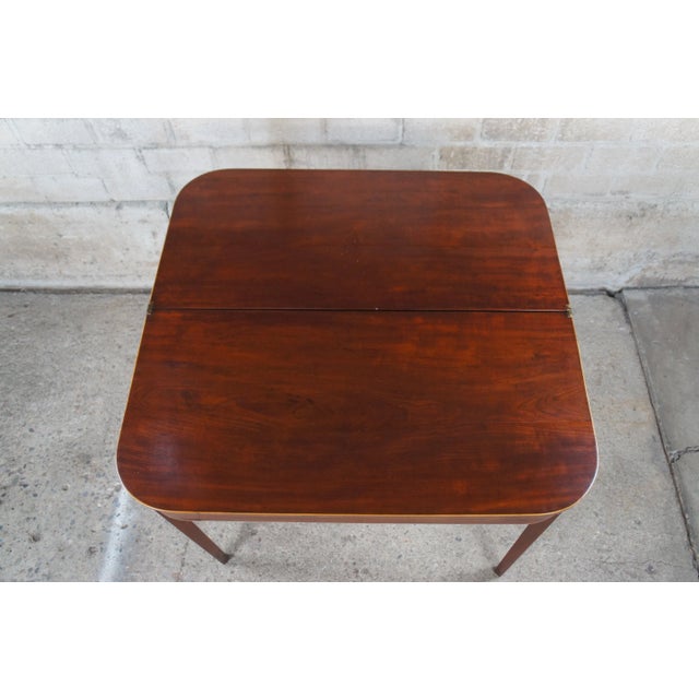 Late 19th Century Antique Georgian Mahogany Inlaid Flip Top Gateleg Game Card Table For Sale - Image 11 of 12