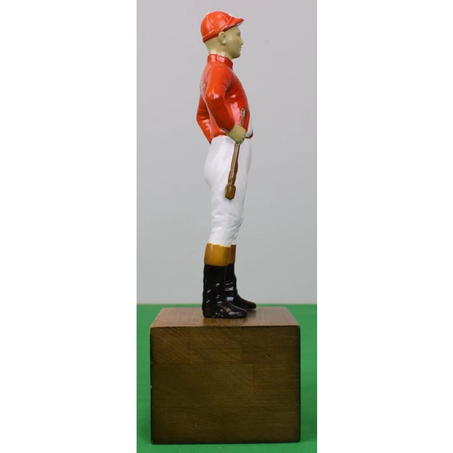 Jockey Sz: 9"H Overall Sz: 12 3/8"W Plinth base: 4"Sq x 3 1/8"D