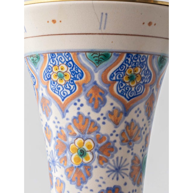 1918 Dutch Hand-Painted Floral Ceramic Table Lamps, Set of 2 For Sale - Image 9 of 16