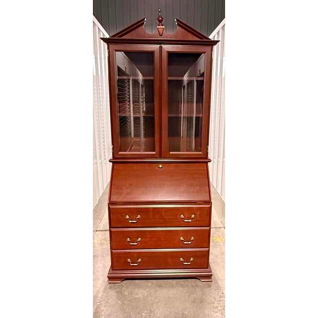 Wood Late 20th Century Chippendale Secretary Desk With Bookcase For Sale - Image 7 of 12