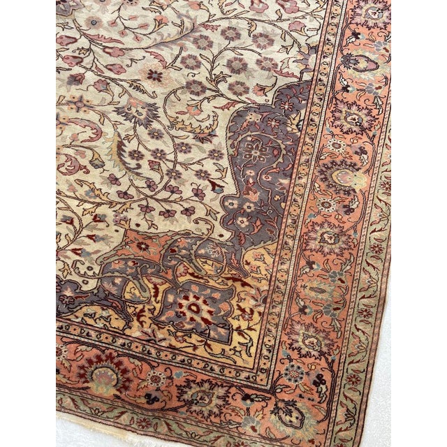 1950s Vintage Turkish Vine Design Elongated with European Size in Pastels Rug 8.10 x 13 For Sale - Image 5 of 9